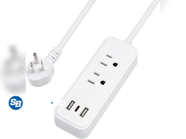 Lot 58-26866 - New BN-LINK Flat Plug Power Strip with 2 AC Outlets, 2 USB A and 1 USB C Ports(5V,2.4A), 6 Feet Exte...