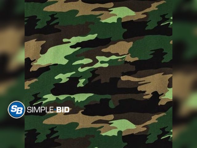 Lot 58-75977 - FABRIC! Lot of (4) Green Camouflage Cotton Calico Fabric, Pattern Print, Quilting,