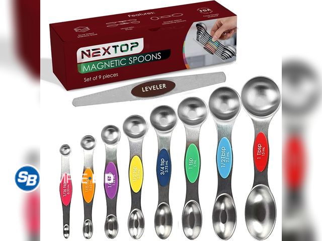 Lot 58-54378 - New NEXTOP Magnetic Measuring Spoons 9-pcs, Stainless Steel, Stackable, Measuring Teaspoon Set