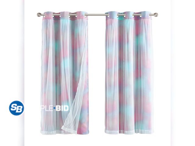 Lot 58-57936 - New Your Zone Blackout Curtain Panel with Sheer Overlay, 1 Panel, Tie Dye, 37" W x 63" L