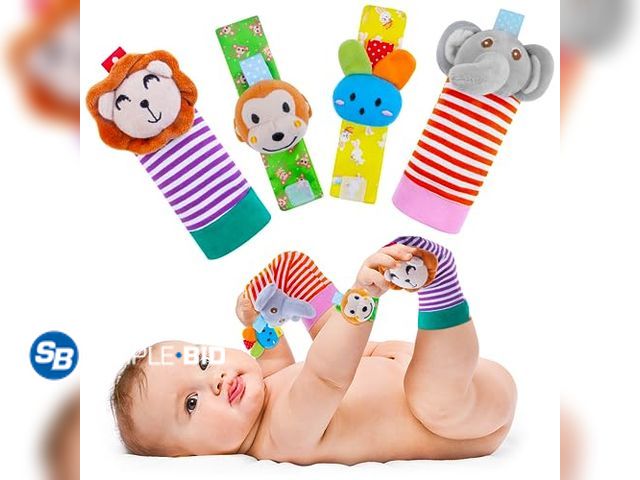 Lot 58-68631 - New Yeeeasy Baby Rattle Cotton Socks and Wrist Rattle Strap Set, Infant Toys 0 3 6 9 12 Months, Baby...