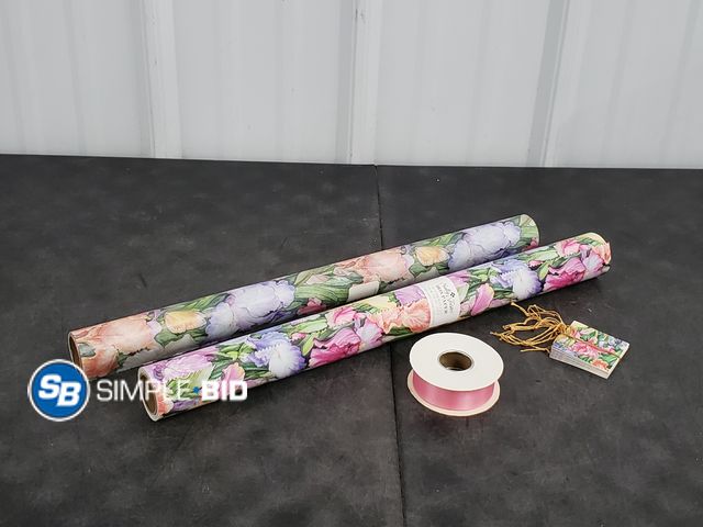Lot 58-50431 - Lot of (2) Rolls of Wrapping paper and Ribbon - appears unused