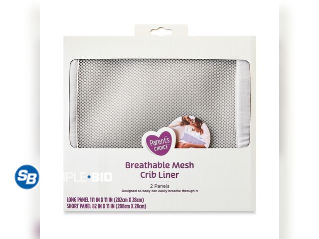 Lot 58-34086 - New Parent's Choice Breathable Mesh Crib Liner for Full-Size Cribs, Gray