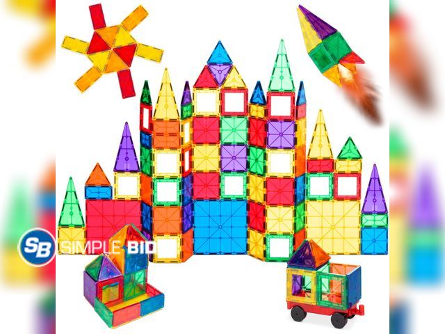 Lot 58-58140 - New Best Choice Products 110-Piece Kids Magnetic Tiles Set, Educational Building STEM Toy w/ Case - ...
