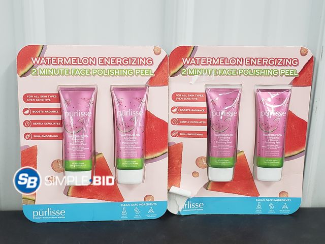 Lot 58-68508 - Lot of (2) New Purlisse Watermelon Energizing 2 Minute face polishing peel 2 pack each - total of 4
