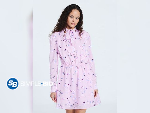 Lot 58-71163 - New Scoop Women's and Women's Plus Tie Neck Mini Dress with Long Sleeves, Size S (4/6)