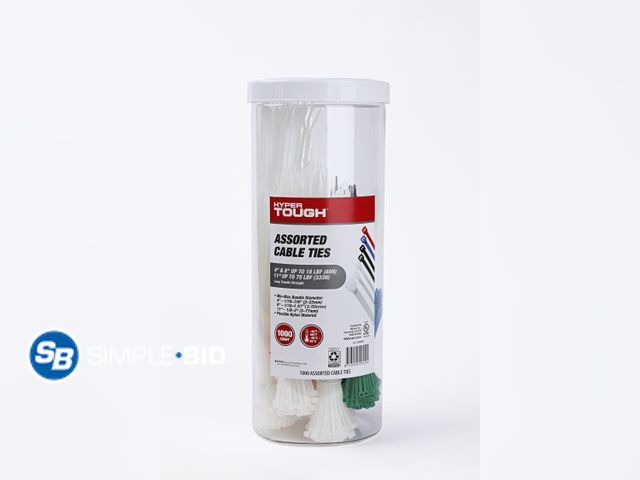 Lot 58-39070 - New Hyper Tough Assorted 4inch 8inch 11inch Cable Tie 1000Pcs