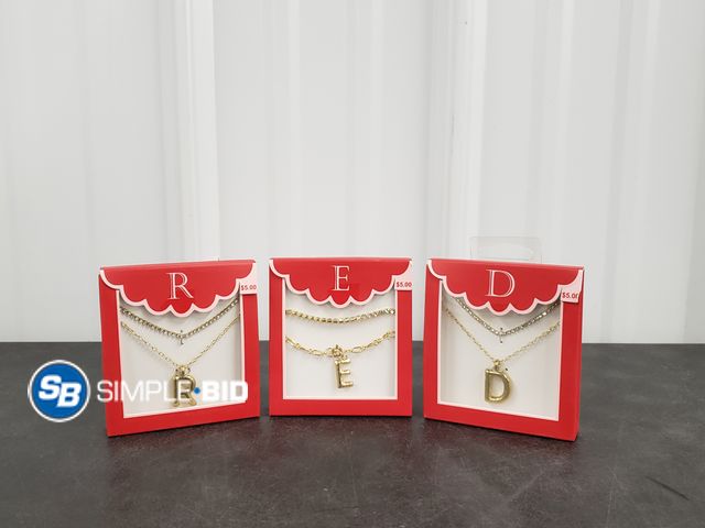 Lot 58-40033 - Lot of (3) New Inital Necklace with Bracelets --- D -- E -- R