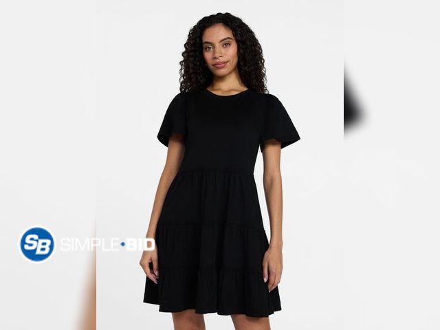 Lot 58-83010 - Time and Tru Women's and Women’s Plus Cotton Swing Dress with Short Sleeves - Size Large - 12-14 - N...