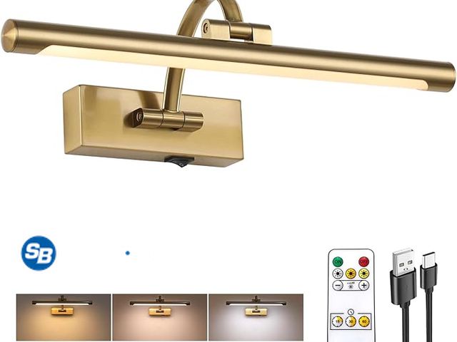Lot 58-28622 - New Wireless Picture Lights for Wall Rechargeable, Battery Operated Art Light for Paintings, 3CCT Di...