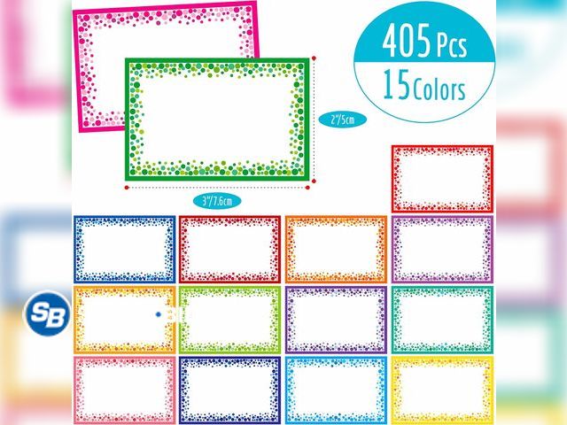 Lot 58-80805 - New 405pcs Name tag Labels, Colorful Name Badge with Permanent Adhesive Writable Name Tag Stickers f...