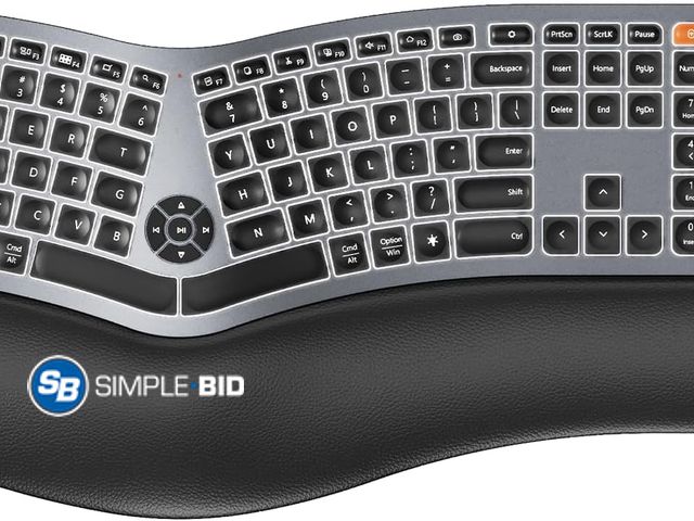 Lot 58-75847 - New ProtoArc EK01 Plus Backlit Bluetooth Ergonomic Keyboard, Full Size, Grey