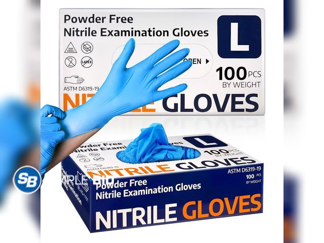 Lot 58-29296 - New Supmedic Nitrile Exam Gloves, 3.5 mil Blue Disposable Medical Glove Powder-Free Latex-Free Food ...