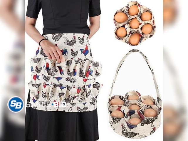 Lot 58-17654 - New Egg Apron - Collect Eggs from Chicken, Duck, Goose with 7 Pouches - Perfect for Housewife, Farmh...