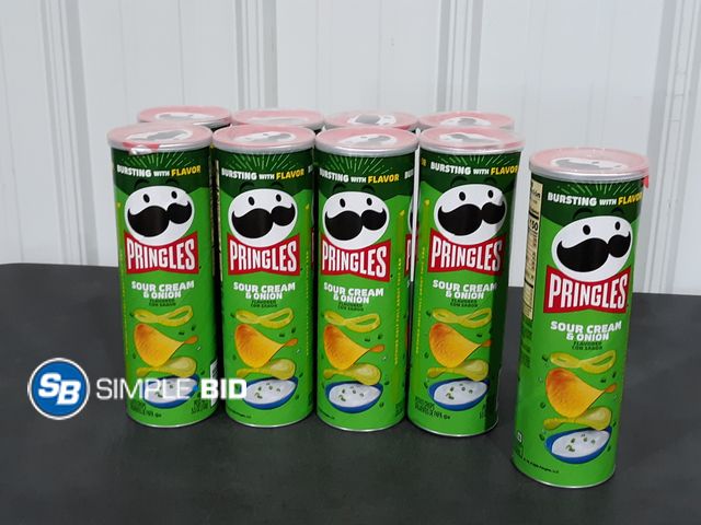 Lot 58-35442 - PRINGLES! Lot of (12) Pringles SOUR AND CREAM ONION flavored chips 5.5 oz - unopened