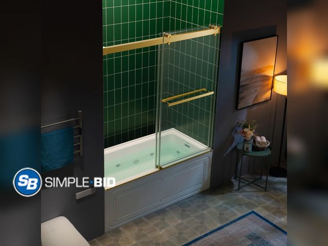 Lot 58-41904 - Woodbridge 56-60" W x 62" H Frameless Bathtub Shower Door,Double Sliding Soft-Close Doors,3/8(10mm) ...