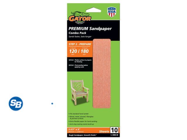 Lot 58-33604 - New Gator Premium Sanding Sheet 120/180 Grit-506630, 10 Pack