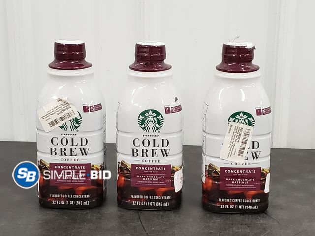 Lot 58-83852 - Lot of (3) Starbucks Dark Chocolate Hazelnut, Cold Brew Coffee Concentrate, Iced Coffee, 32 fl oz - ...
