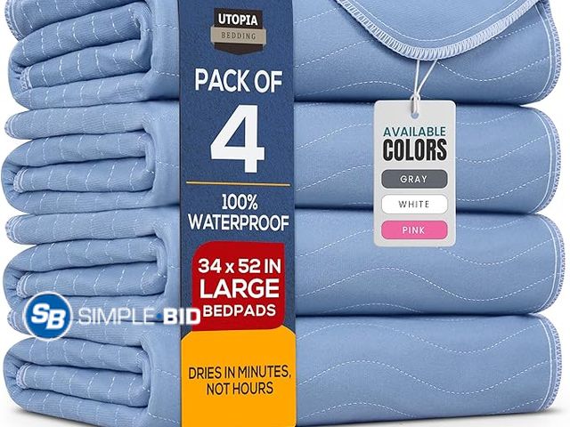 Lot 58-18049 - New  Bedding Washable Underpads 34" x 52" (Pack of 4), Waterproof Reusable Heavy Absorbency Incontin...
