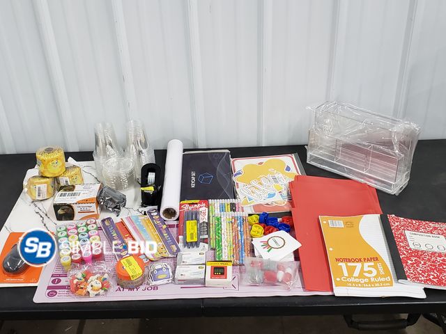 Lot 58-58548 - Lot of School, Home and office supplies including pens, pencils, paper, Craft paper, folders and so ...