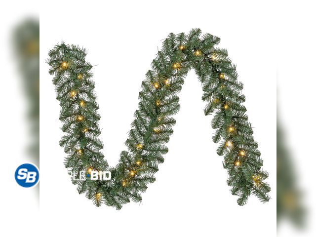 Lot 58-37180 - New Napa Pre-Lit Warm White LED Artificial Christmas Garland, Green, 9', by Holiday Time