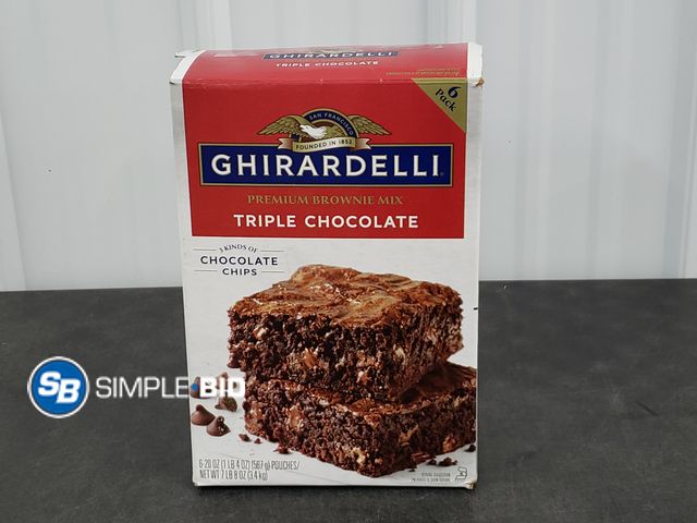Lot 58-37900 - GHIRARDELLI! Triple Chocolate Brownie mix - 6 pack - unopened