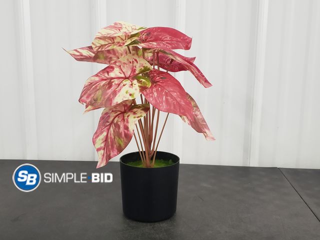 Lot 58-72970 - New Aphighjoy Artifical Faux Pink Taro plant 15.8"
