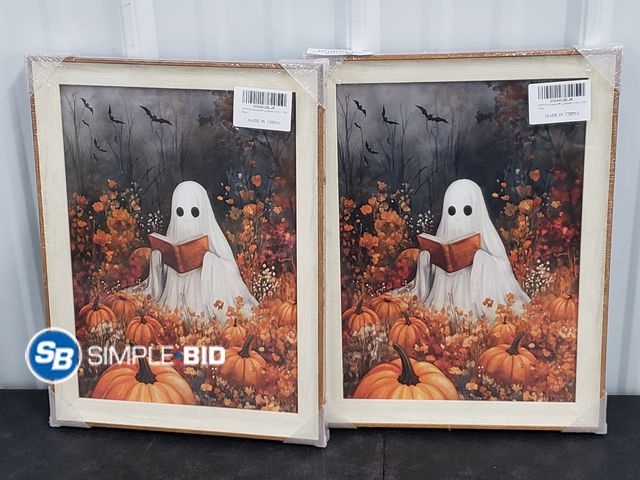 Lot 58-50609 - Lot of (2) New Framed GHOST - Halloween Wall Decor - approx. 16" x 12"