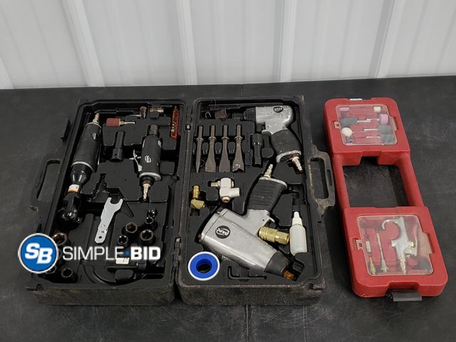 Lot 58-36604 - DeVilbiss DAPC Air Tool Set - Impact Wrench, Rachets/Sockets, Chisel Spring, Air Hammer, Grinding Ti...