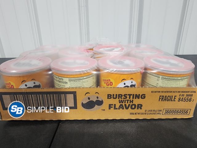 Lot 58-26163 - PRINGLES! Case of 11 Cheddar cheese 1.3 oz cans - unopened - best by 5/26