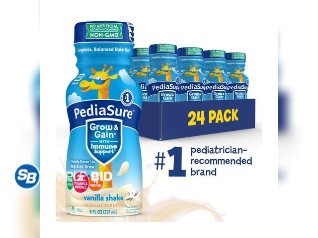 Lot 58-66699 - PediaSure Grow &amp; Gain with Immune Support, 7g Protein, Vanilla, 8-fl-oz Bottle, Pack of 24 - uno...