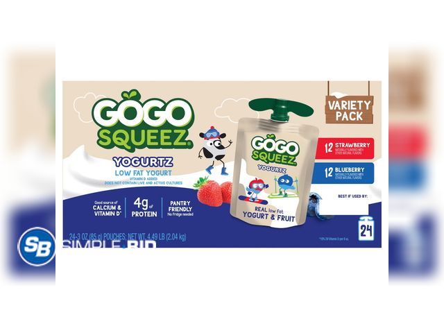 Lot 58-60227 - GOGO Squeez YOGURTZ - variety pack - strawberry - Blueberry - 24 pack - unopened