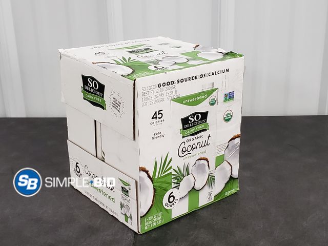 Lot 58-30383 - SO Delicious Dairy Free Organic COCONUT Unsweetened coco milk - 6 quarts - unopened