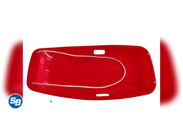 Lot 58-33187 - New Red Snow Toboggan Sled with Tow Rope, Red Plastic, Winter Accessories, Ages 3+ by MinnARK