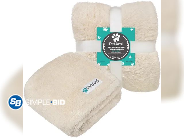 Lot 58-17655 - New PetAmi Fluffy Dog Blanket for Small Medium Dog, Pet Blanket for Bed, Sherpa Furniture Couch Cove...