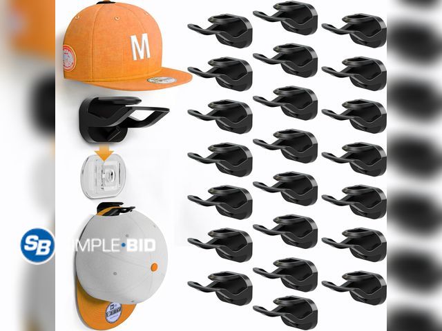 Lot 58-57996 - New ApexHub 22 Pack Adhesive Hat Hooks for Wall, Removable Hat Rack for Baseball Caps, New Upgrade W...