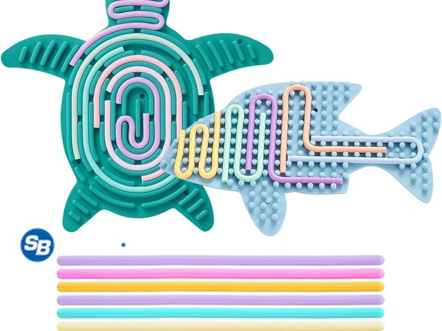 Lot 58-80410 - New 2 Pack Sensory Activity Board with 20 Random-Color Strings, Double-Sided Silicone Sensory Fidget...