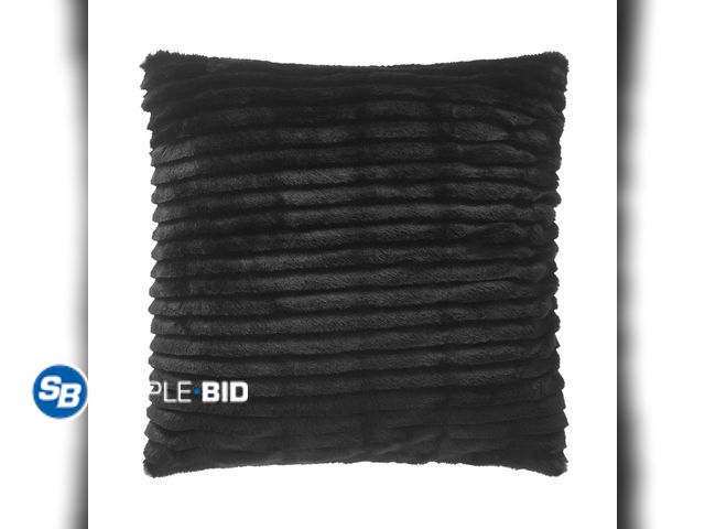 Lot 58-58111 - New Mainstays 18" x 18" Rich Black Ruched Fur Decorative Throw Pillow