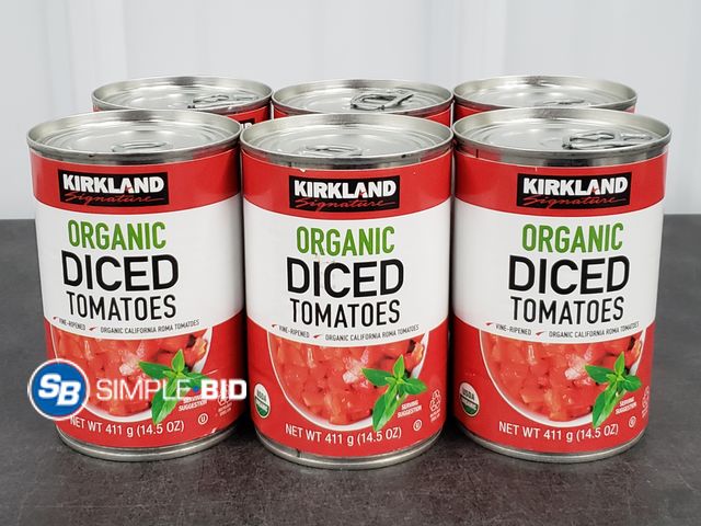 Lot 58-29825 - Lot of (6) Kirkland Organic Diced Tomatoes - unopened - out of package