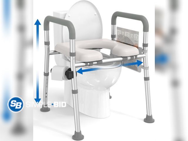 Lot 58-75846 - New  HOMLAND Toilet Seat Riser for Seniors with Adjustable Height &amp; Width, 400lb | Padded Seat, ...