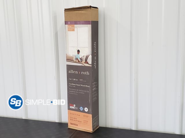 Lot 58-68224 - Allen+Roth 2" Cordless Faux Wood Blinds - appears unused 23 x 36"