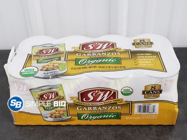 Lot 58-29720 - S&amp;W Garbanzos Chick Peas Organic - 8 cans - unopened