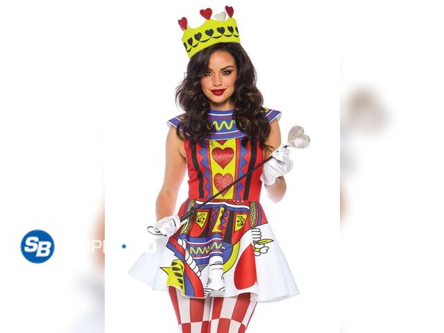 Lot 58-27727 - Leg Avenue Card Queen Fancy-Dress Costume for Women with Glitter Heart Accents, Adults 12-14 - appea...