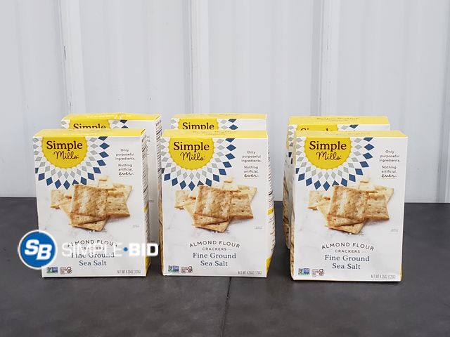 Lot 58-73885 - Lot of (6) Simple Mills Almond Flour Crackers, Fine Ground Sea Salt - Gluten Free, Vegan, Healthy Sn...