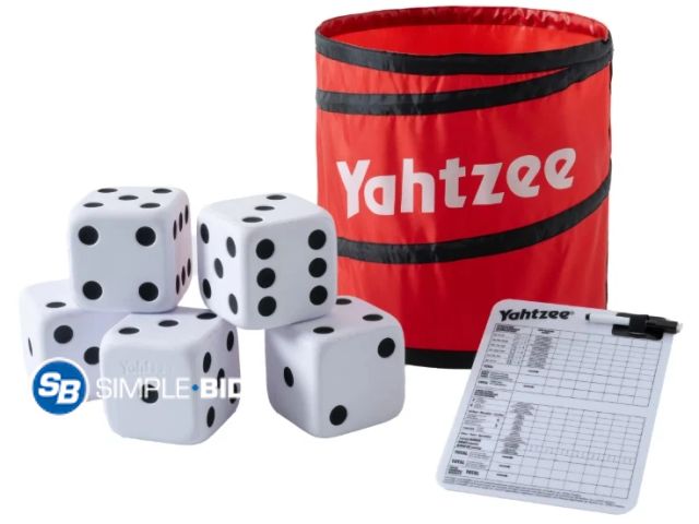 Lot 58-77789 - Huge Yahtzee Giant Outdoor Dice Game Set Lawn Yard Family Party Fun - appears unused