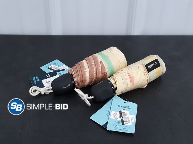 Lot 58-30023 - Lot of (2) New Shed Rain Mini Manual Umbrellas