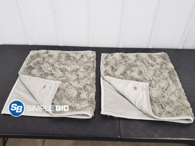 Lot 58-67824 - Lot of (2) UGG Faux Fur Zippered Pillow Covers- KING Size, Grey - Appear Unused