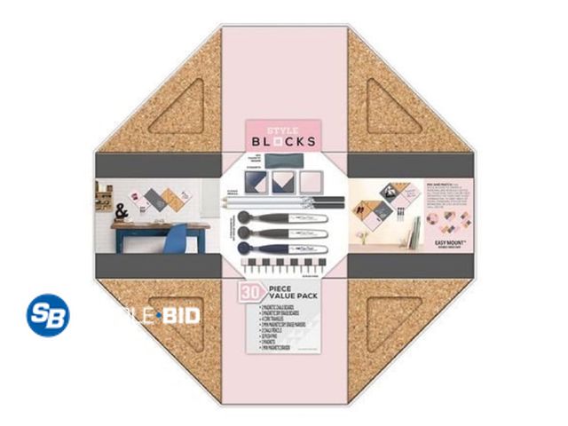 Lot 58-34546 - Style Blocks 30-Piece Value Pack - Magnetic Chalk Boards &amp; Dry Erase Board, Pink - appears unuse...