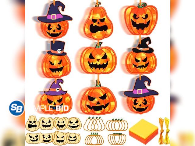 Lot 58-73725 - New Tinlade 32 Sets Halloween Suncatcher Crafts Kit Pumpkin Suncatcher Paper Crafts with Tissue Pape...