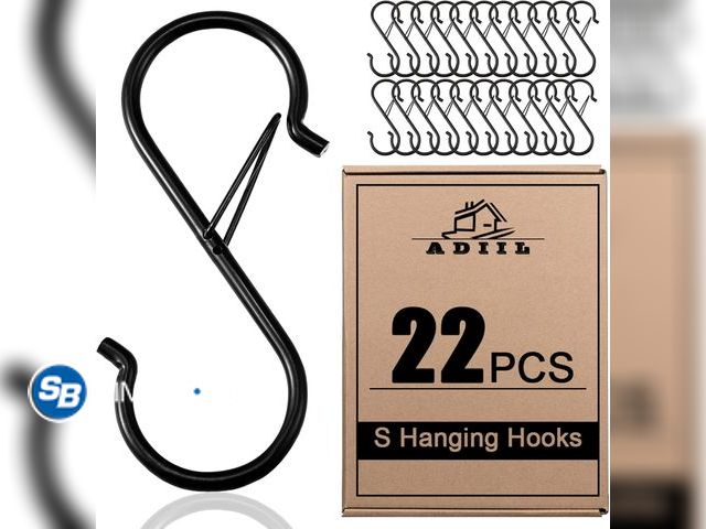 Lot 58-50757 - New ADIIL 22 Pcs S Hooks for Hanging with Safety Buckle, Heavy Duty Metal S Shaped Closet Hooks for ...